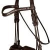 Round Sewn Double Bridle - Brown/Laquer -Horse Riding - Harness E 0522NREHAS003