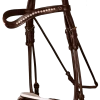 Round Sewn Double Bridle - Brown/White/Lacquer -Horse Riding - Harness E 0522NREHAT003