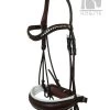 Round Sewn Double Bridle - Brown/White -Horse Riding - Harness E D0522159PB BV F