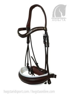 Round Sewn Double Bridle - Brown/White