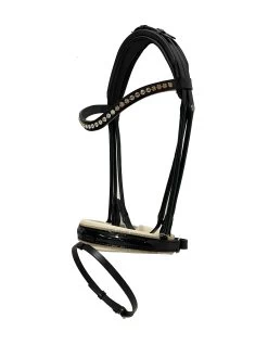 Round Sewn Bridle OS FG - Black/lt Silk - Topaz Sh