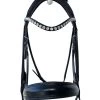 Round Sewn Double Bridle FG - Black - Crystal