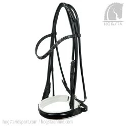 München Rolled Double Bridle - Black/white/lacquer