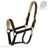 Leather Halter Supersoft - Brown/Sand -Horse Riding - Harness OS 715382 BrunSandGuld