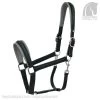Leather Halter Supersoft - Black/grey -Horse Riding - Harness OS 715382 SvartPlatinSilver 1