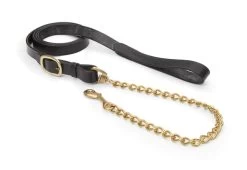 Leather Leadrope With Chain - Brown